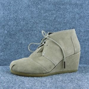 TOMS  Women Ankle Boots Brown Leather‎ Lace Up Size 6.5 Medium